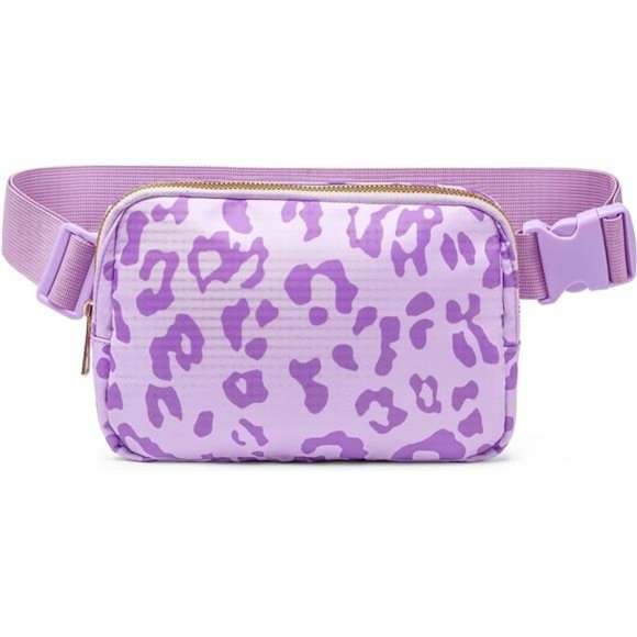 Adjustable Belt Bag for Women and Men B-Leopard Print Purple